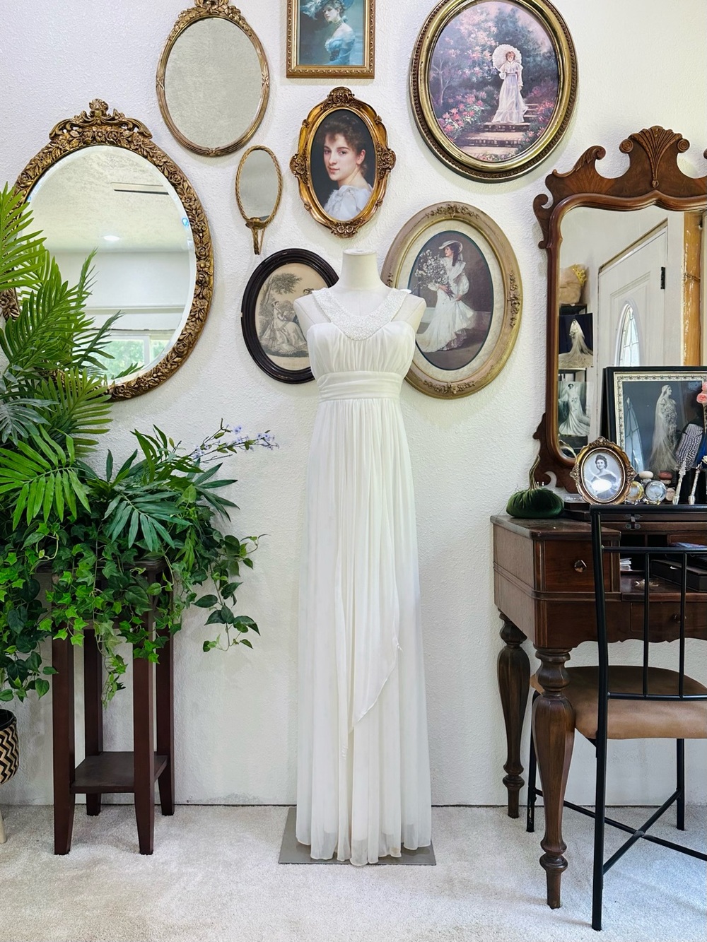 Elegant White Empire Waist Maxi Dress